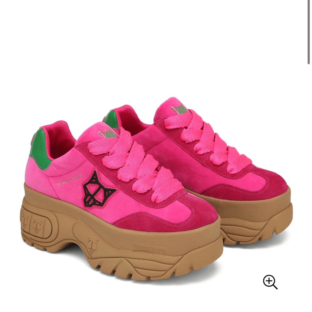 Pink and Green platform sneakers, NAKED WOLFE brand, size 8